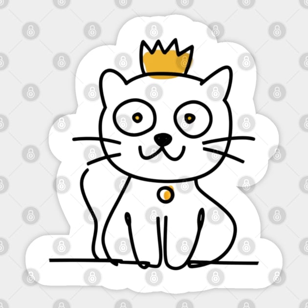Doodle Cat With Crown Sticker by SOS@ddicted